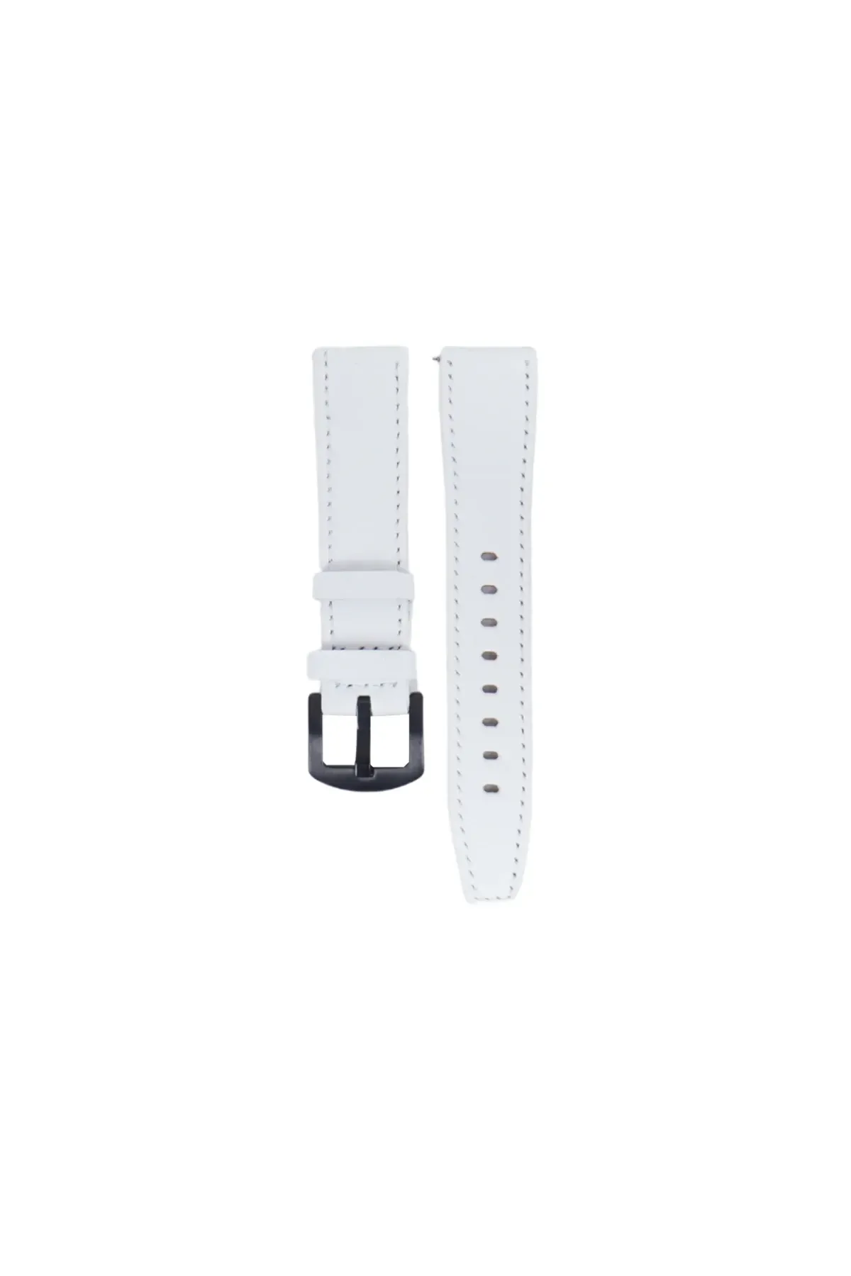 Fro LW38-43 20 mm Hakiki Deri Düz Beyaz Kordon Siyah Toka
