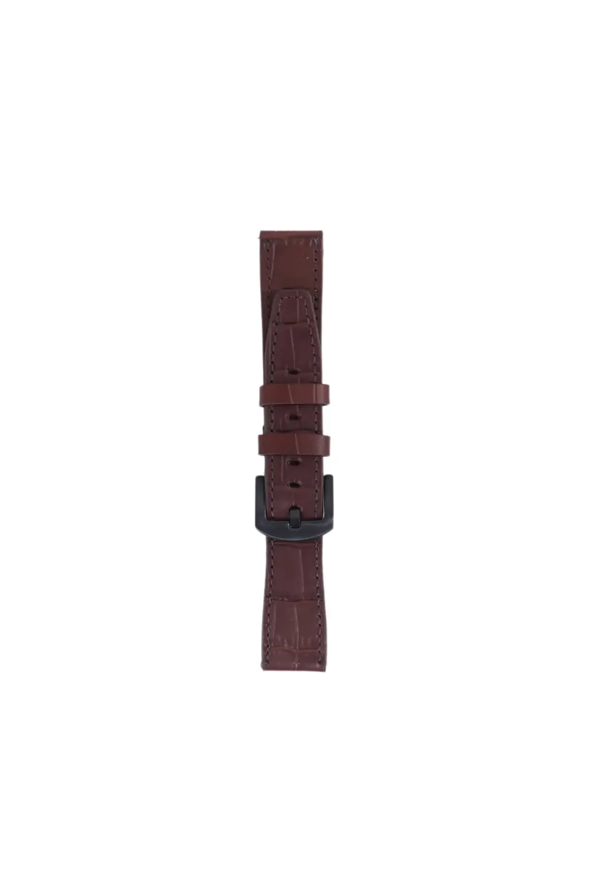 Fro LW38-43 20 mm Hakiki Deri Kroko Kahve Kordon Siyah Toka
