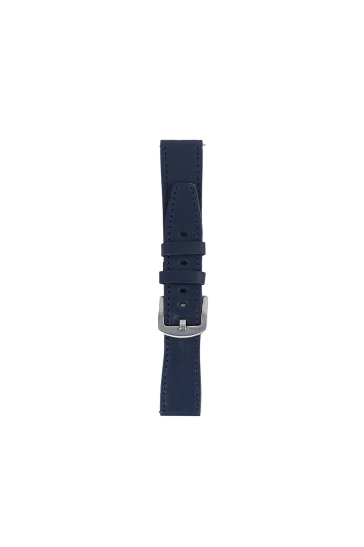 Fro LW38-43 20 mm Hakiki Deri Düz Lacivert Kordon Silver Toka