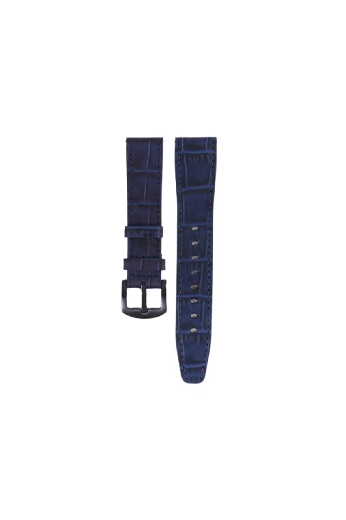 Fro LW38-43 20 mm Hakiki Deri Kroko Lacivert Kordon Siyah Toka