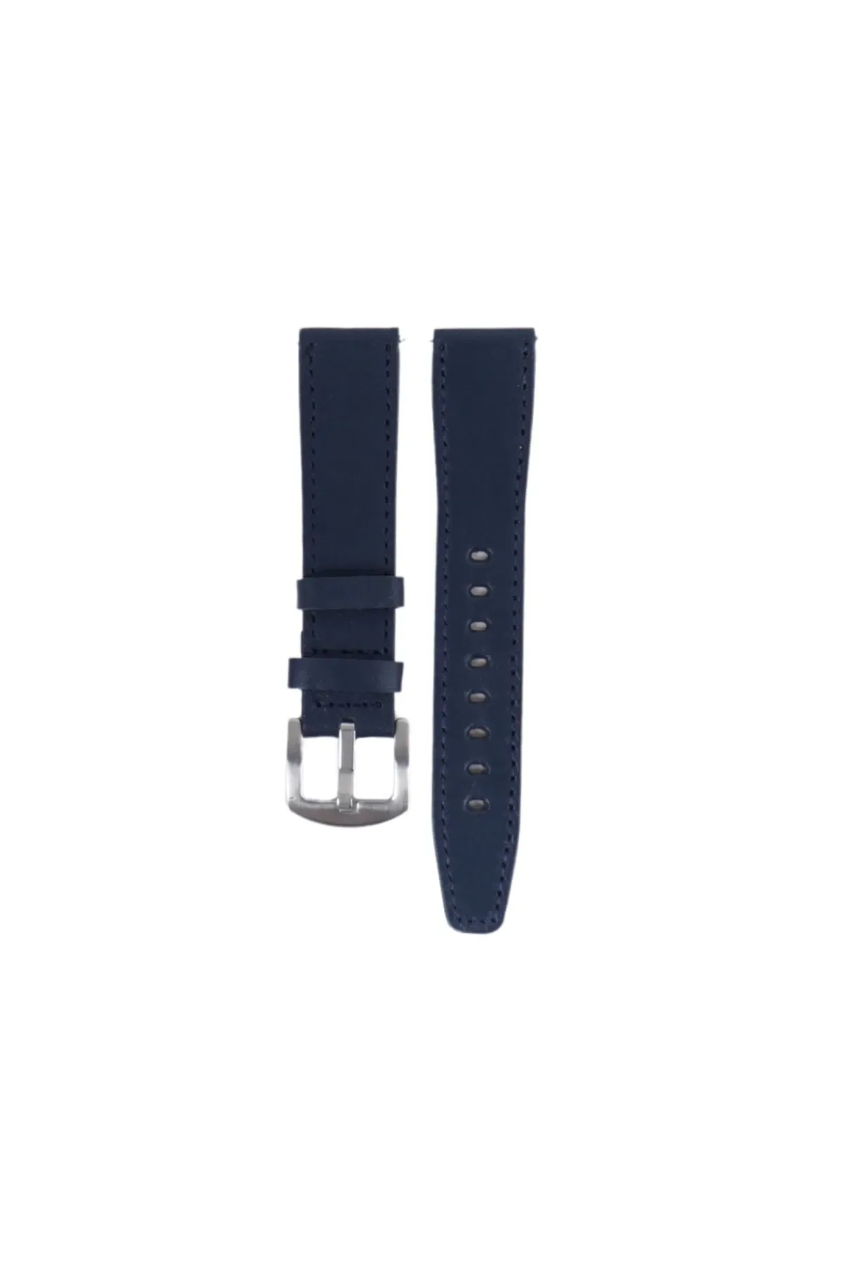 Fro LW38-43 20 mm Hakiki Deri Düz Lacivert Kordon Silver Toka