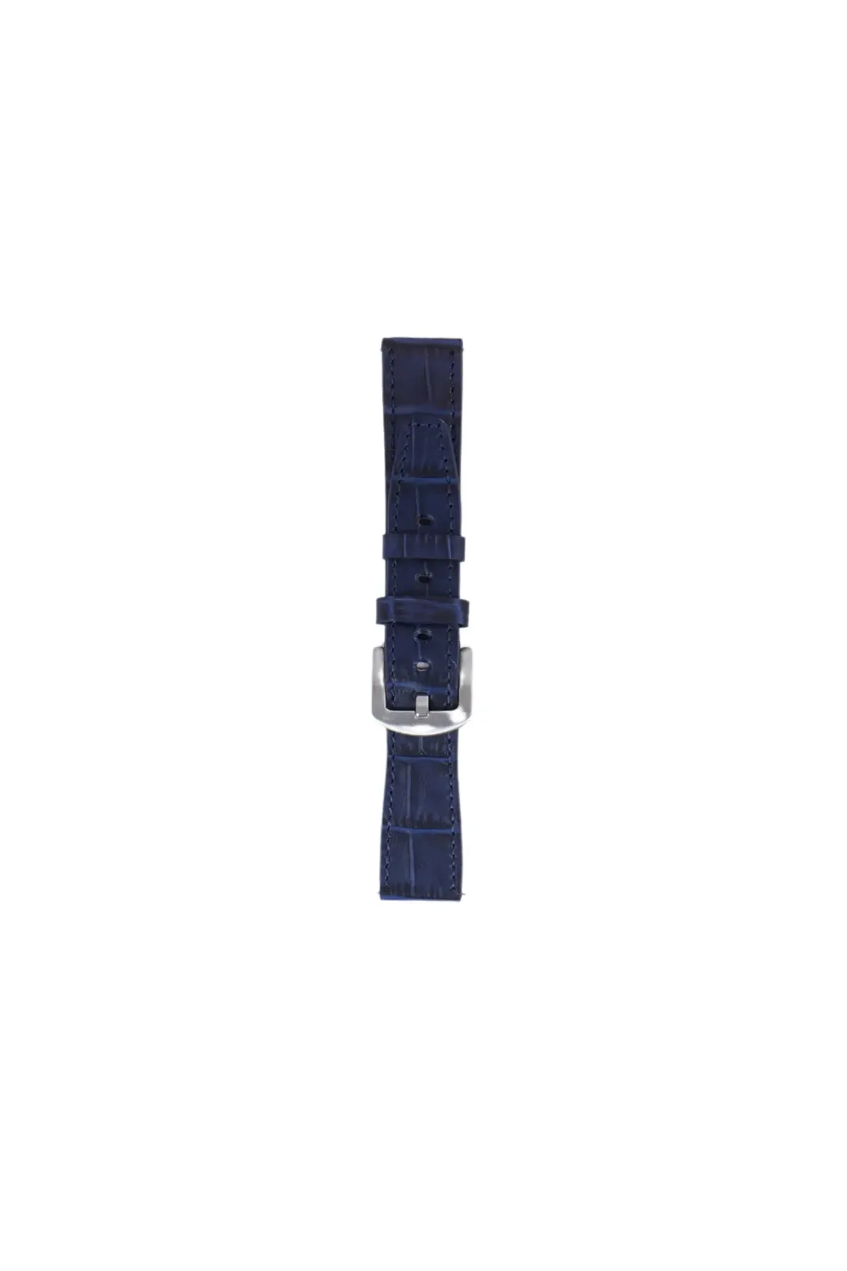 Fro LW38-43 20 mm Hakiki Deri Kroko Lacivert Kordon Silver Toka