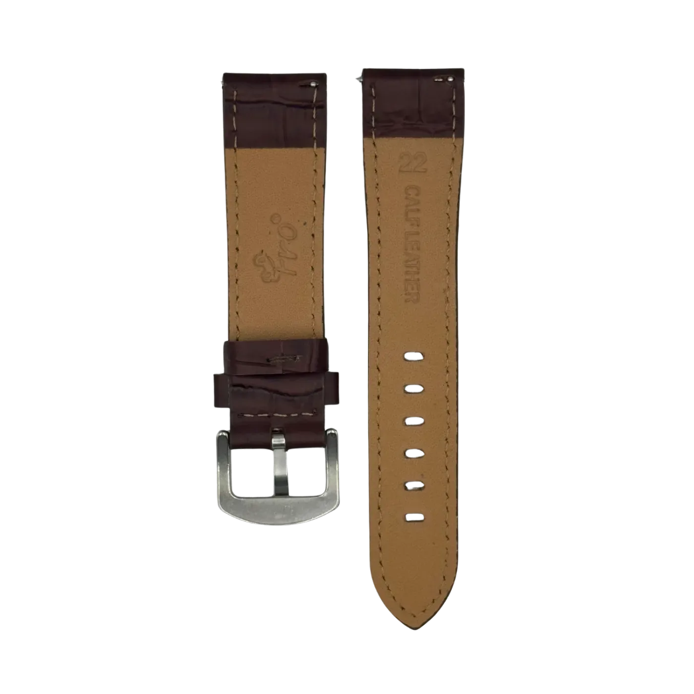 22 mm Hakiki Deri Kroko Kahverengi Kordon Akıllı Pim