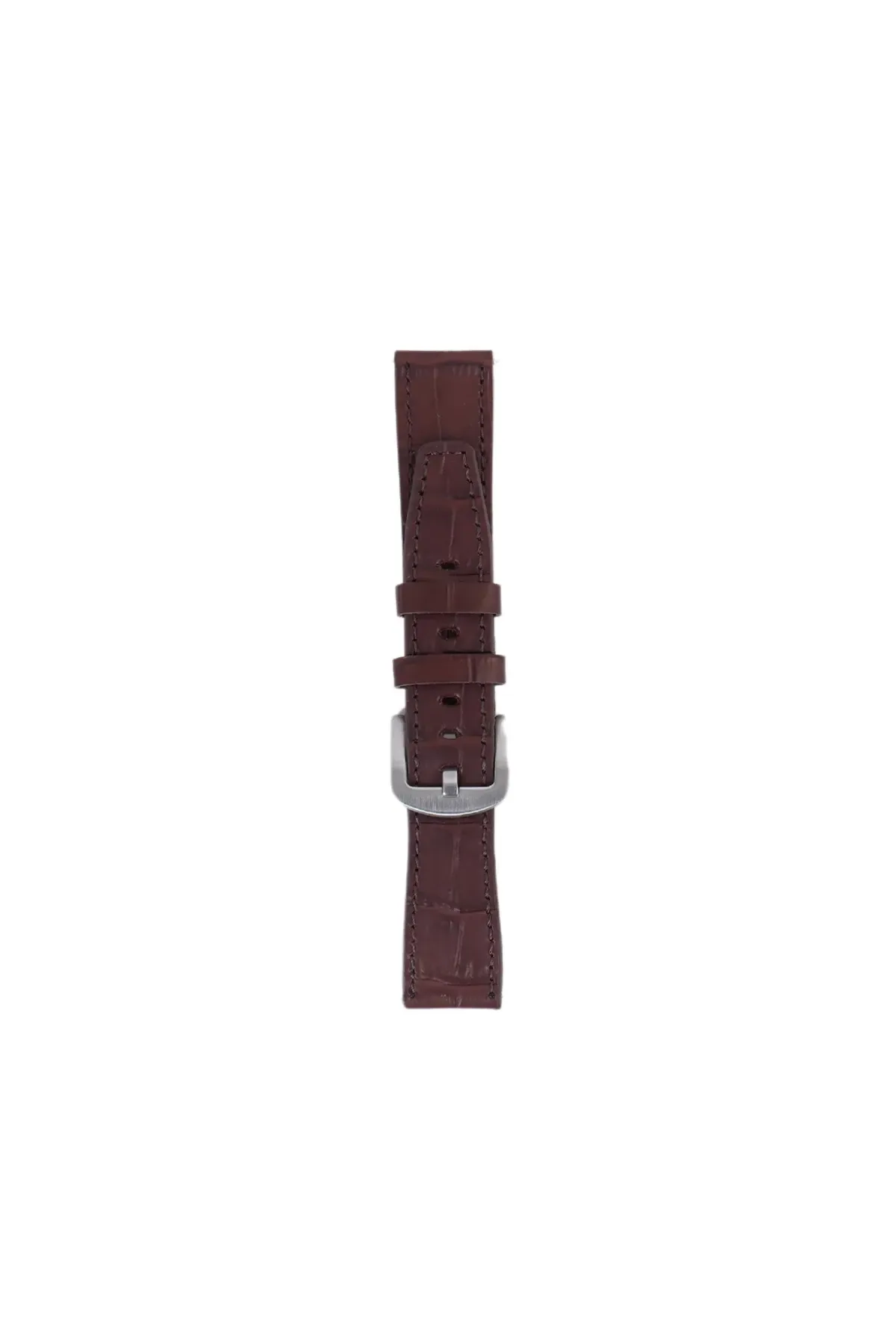 Fro LW38-43 20 mm Hakiki Deri Kroko Kahve Kordon Silver Toka